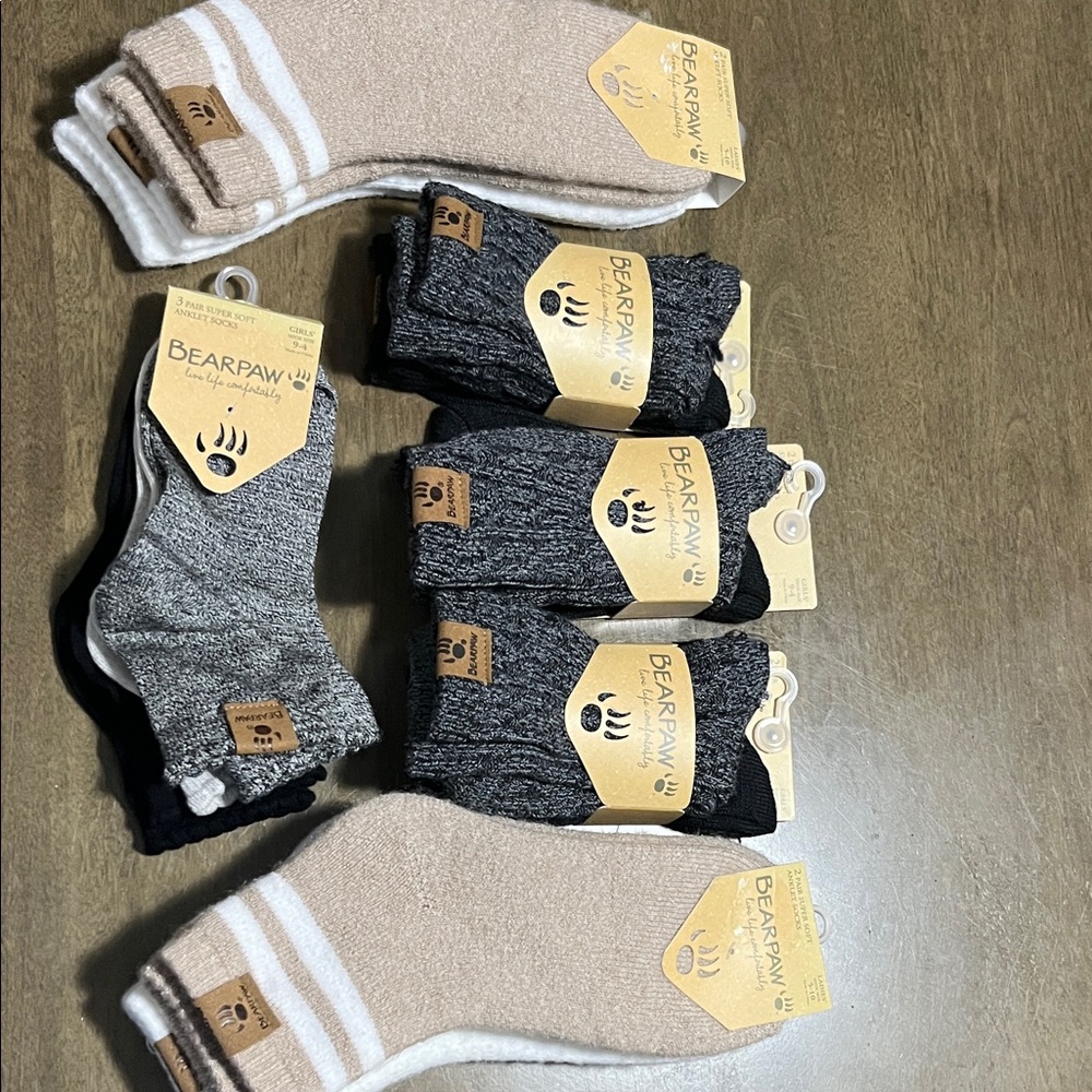 Bundle BearPaw Casual Socks - Cream, Gray, Black soft